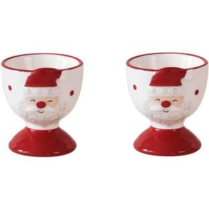 2-Piece Ceramic Egg Cup, Christmas Egg Cup Set, Suitable For Storing And Consuming Eggs, Home Breakfast Decoration, Ceramic Holiday Decorative Cups
