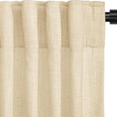 INOVADAY Linen Curtains for Living Room Bedroom, Back Tab Sheer Privacy Curtains, Light Filtering Farmhouse Drapes W50xL63 Beige
