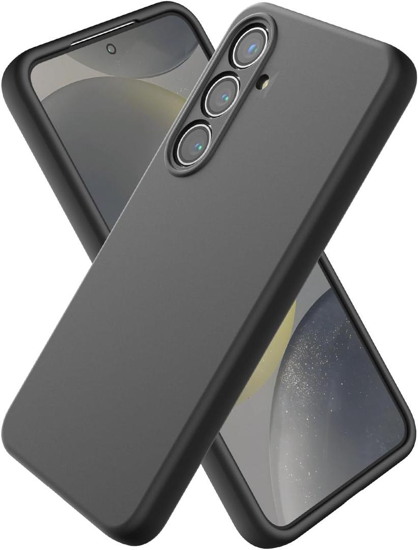 Silicone Case for Samsung Galaxy S25, Soft Slim Liquid Silicone Phone Case with Anti-Scratch Microfiber Lining, Camera Cover Protection with Cute Color Variety, Black