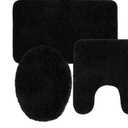 Mainstays Basic 3-Piece Polyester Bath Rug Set: Black, Contour, Lid Cover