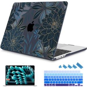 Mektron for 2026/2025/2024/2023 MacBook Air 15 INCH M5 A3448 /M4 A3241 /M3 A3114 /M2 A2941 Case, Printed Plastic Hard Shell Cover with 15.3" Liquid Retina Display Touch ID, Dahlia Flower C035
