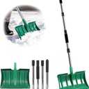 64" Long Handle Snow Shovel, Heavy Duty Metal Snow Shoveling Tool with 16" Wide Blade, 32mm Wide Ergonomic Handle & Anti-Freeze Foam for Snow Removal from Driveway & Car, Mulch, Soil, Grain and Seed