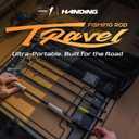 HANDING M1 Travel Rod Travel Baitcaster Rod 5-Piece Travel Fishing Rod 6'6" for Largemouth Smallmouth Walleye Pickerel