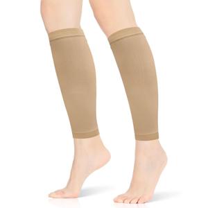 15-20 mmHg Compression Socks for Women & Men, Pregnancy Compression Socks Medical Footless Graduated Compression Stockings for Varicose Veins, Edema, DVT, M (Beige)