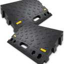4" High 2 PCS Portable Car Curb Driveway Ramps, Heavy Duty Plastic Threshold Ramp for Wheelchair, Steps, Bikes, Motorcycles, Load Capacity 6600 LBS