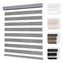 Joydeco Cordless Zebra Blinds for Windows, Dual Layer Light Control Window Blinds with Light-Proof Aluminum Cover, Free-Stop Roller Shades for Home & Office (Grey,59" W x 75" H)