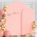 Wokceer Wedding Arch Backdrop Cover 7.2FT, 6.6FT, 6FT Set of 3 Spandex Fitted Blushing Pink Arch Covers for Round Top Chiara Arch Backdrop Stands Cover for Birthday Party Ceremony Decor