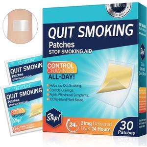 21mg Quit Smoking Patches,Step 1 Stop Smoking Aids Patches,30 Count Transdermal System Patch,Quit Smoking Stickers That Work with 2 Weeks,Easy and Effective Help to Quit That Work