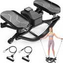 Yagud Rock Stepper Side to Side with Resistance Bands, Rocking Stepper | Low-Impact Knee-Friendly Design, Full Body Workout Stepper Exercise Machine, Portable Step Machine, Suitable For Home/Office