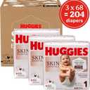 Huggies Size 1 Diapers, Skin Essentials Baby Diapers, Size 1 (8-14 lbs), 204 Count (3 Packs of 68)
