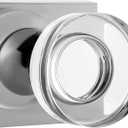 coolnews Crystal Glass Door Knobs Interior, Heavy Duty Square Passage Door Knob for Hall/Closet, Polished Chrome Finish