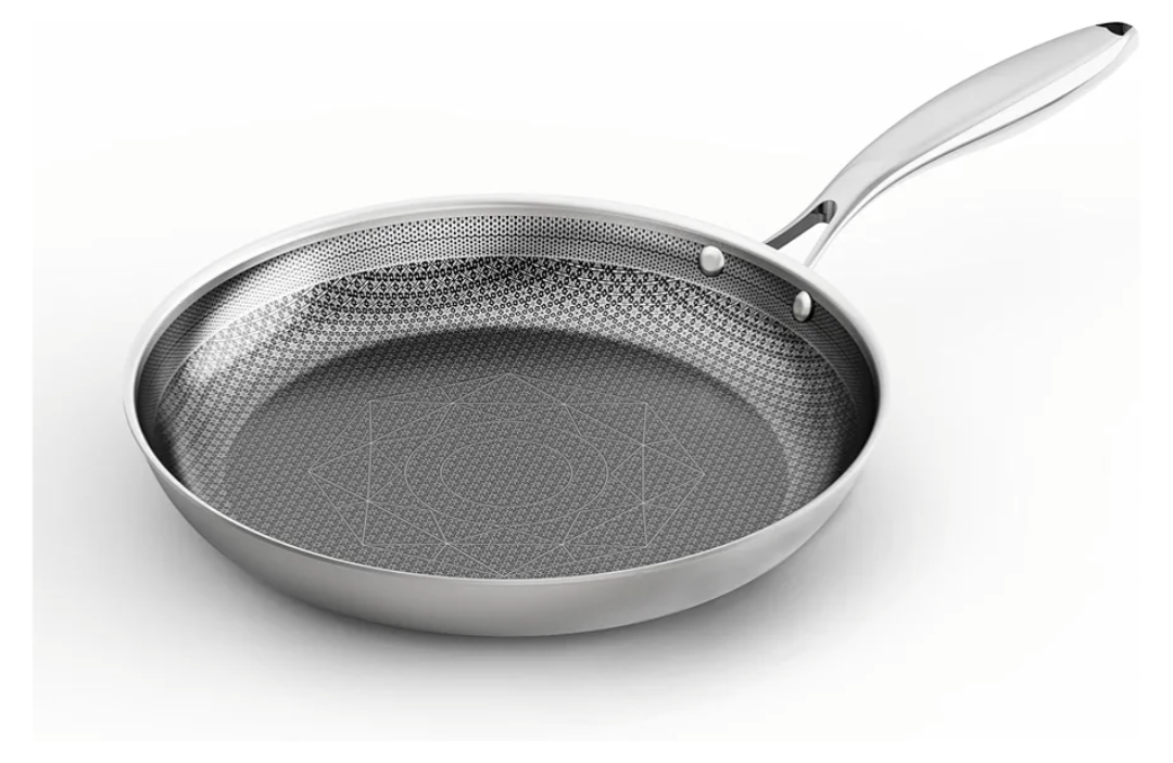 COOKING KING 8-Inch Stainless Steel Pan, Hybrid Nonstick Frying Pan, Skillet, 3-Ply Clad Cookware, Even Heat Distribution, Dishwasher & Oven Safe, with Stay-Cool Handle, Induction Compatible