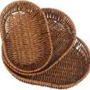 Wicker Baskets,3 Pack Handwoven Bread & Food Serving Baskets, Tabletop Storage Bins, Fruit & Vegetable Baskets, Decorative Home, Restaurant, Bakery, Rustic Sundries Storage (11'',9.4'',8.3'')