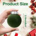 15 Velvet Christmas Ornaments - 3.15 Inch Flocked Balls, Shatterproof Xmas Bulbs - Brown, Green, Beige