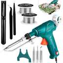 Soldering Gun Kit, 120W Adjustable Temp Multi-Function Soldering Iron Set, Soldering Iron Kit for Electronics Welding Repair (10-Piece Set) (Green)