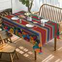 Horaldaily Mexico Fiesta Tablecloth 60140 Inch Rectangular, Halloween Cinco Dia De Los Muertos Day of The Dead Washable Seasonal Table Cover for Party Picnic Home Decor
