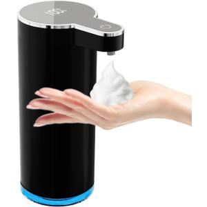 Automatic Foaming Soap Dispenser,Touchless Foam Soap Dispenser,12oz Rechargeabled Wall Mounted Smart for Bathroom and Kitchen Dish Soap,Easy for ToddlersBlack