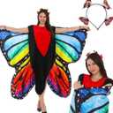 2 x Butterfly Costume for Adult Butterfly Wings Halloween Colorful Wings Costumes Funny Fancy Dress Cosplay (Orange and Blue)