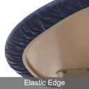 Round Fitted Tablecloth with Elastic Edge, Flannel Backed Vinyl Tablecloths, Wipeable Waterproof Plastic Table Cloth Fits 27" - 32" Round Table for Dining, Camping, Indoor and Outdoor, Dark Blue
