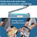 Impulse Heat Sealer 16 Inch Mylar Bag Sealer Heat Seal Machine, 110v Manual Heat Sealer for Plastic/Poly/Cookie Bags, 8 Replacement Parts & Teflon Cloth Strip(2 Round Cutter Lines Included), Blue