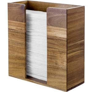 MyGift Premium Solid Acacia Wood Commercial Folded Paper Towel Holder, Wall Mounted Large Capacity Hanging Dispenser for Tri-fold Multifold Z Fold Disposable Hand Towels