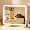 ROLOVE Vanity Mirror with Lights, Lighted Vanity Mirror with Dimmable 3 Modes, LED Makeup Mirror, Touch Screen Control, for Makeup Desk, Dressing Room, Gold, 23x19 Inch