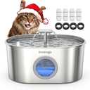 Cat Water Fountain Stainless Steel: 2.2L/74oz Automatic Pet Water Fountain for Cats & Dogs, Quiet Cat Fountain with 5-Layer Filter, Easy to Clean & Durable Dog Water Fountain