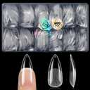 UNA GELLA Medium Stiletto Gel Nail Tips 600Pcs, Medium Stiletto Press on Nails Almond Shape Pre Etched Full Cover Soft Gel Nails Tips for Nail Extensions DIY Art Salon 12 Sizes at Home