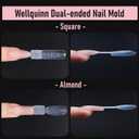 Dual-ended Short Nail Mold Kit, Square & Almond Shape, Embeddable Ultra-Thin Seamless Measured Nail Forms with Gel Scoop, 15 Sizes 75Pcs