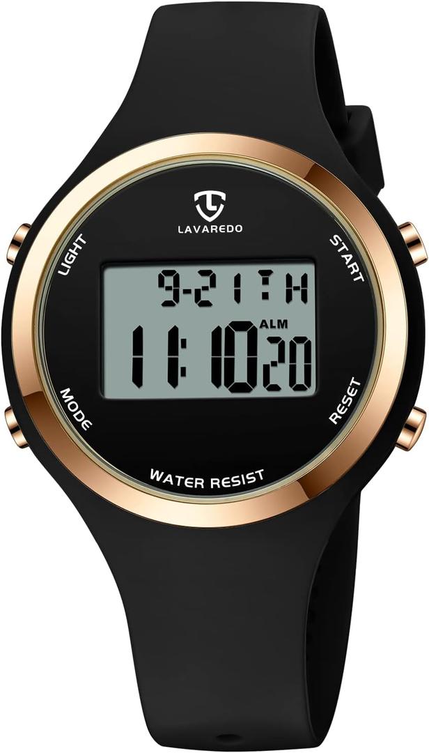 L LAVAREDO Watches for Women 3ATM Waterproof Outdoor Digital Sport Watches Stopwatch Wrist Watch with Alarm Clock, Gifts for Women/Girls