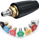 Mudder 4000 Psi Pressure Washer Rotating Turbo Nozzle 4.0 Gpm Quick Connector Turbo Nozzle with 7 Pieces Spray Tips Kit Multiple Degrees (0, 15, 25, 40, 65 Degrees, Rinse1, Soap2)(Black)