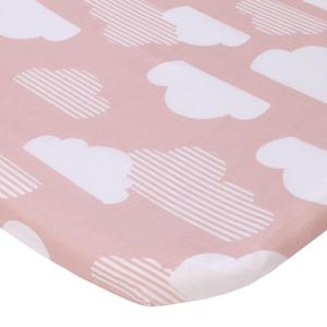 Skip Hop Cozy-Up 2-in-1 Bedside Sleeper Pink and White Clouds 100% Cotton Fitted Bassinet Sheet