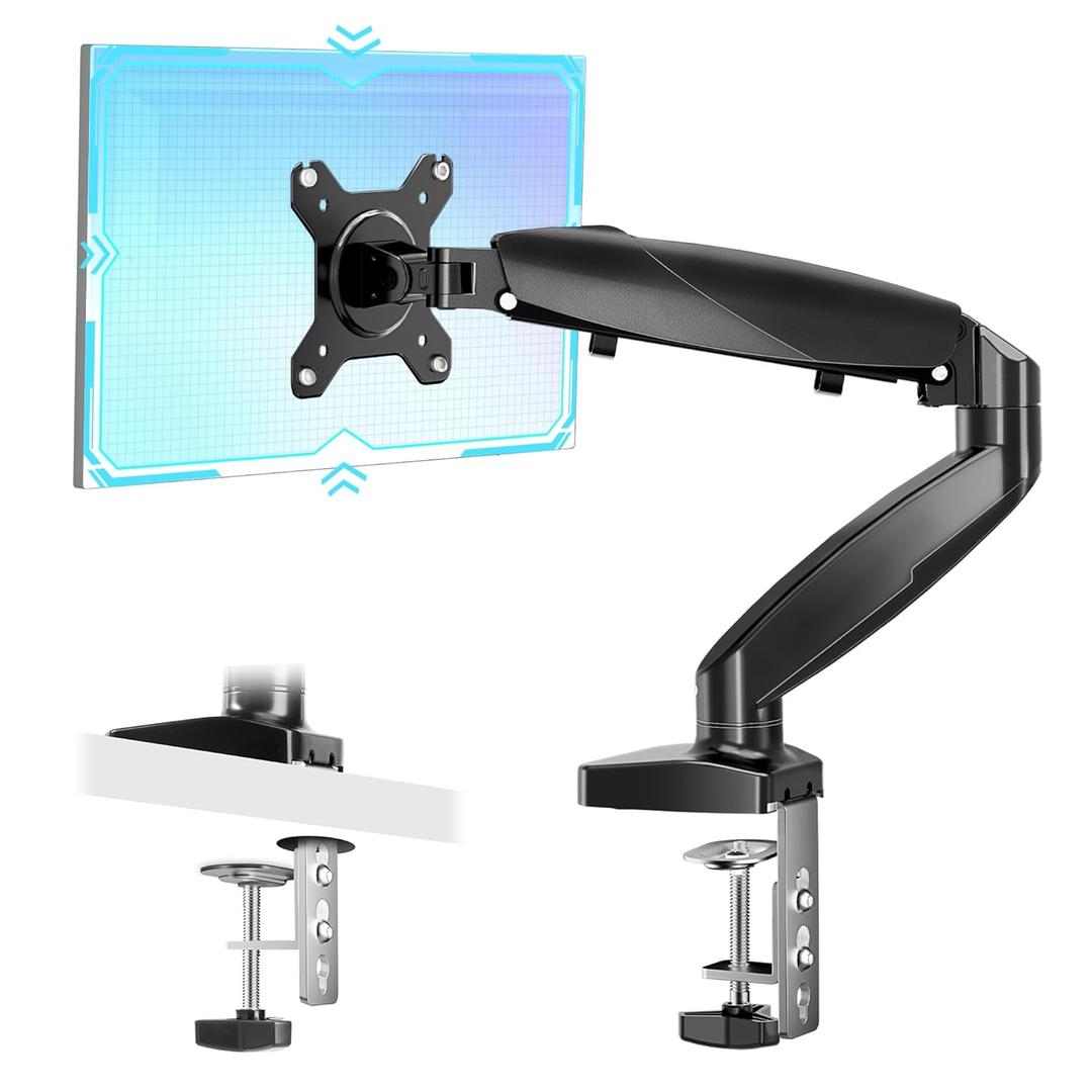 NicBex Single Monitor Mount, Adjustable Monitor Stand for 15 to 27 inch Screens, VESA Monitor Mount with 75x75/100x100 mm, Computer Monitor Arm Holds Up to 15.4 pounds, Monitor Arm Desk Mount, Black