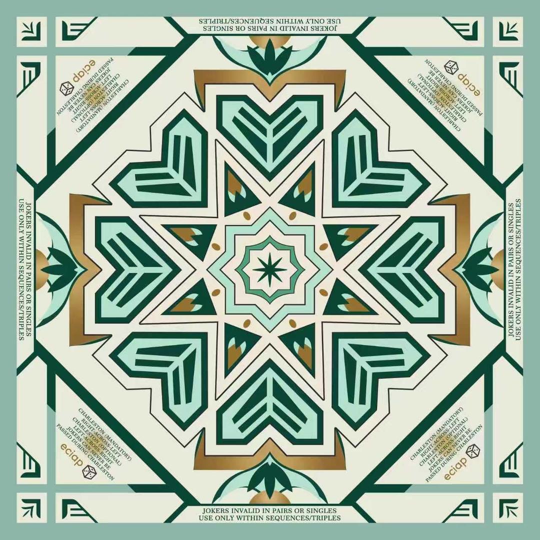 Mahjong Mat for Table, Non-Slip Noise Reduction Mahjong Table Cove 32.432.4 Inch Portable Gaming Mat for Poker/Cards/Board Games/Tile Games, Mahjong Tablecloth with Carrying Bag (Green & Gold)