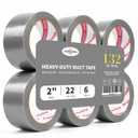 Duct Tape Heavy Duty, Heavy Object Packaging, and Home Repairing,Strong Adhesive Duct Tape for Indoor Outdoor Repairs, 2-inch by 22-Yard, 6-Roll,Total 132 Yards (Silver)
