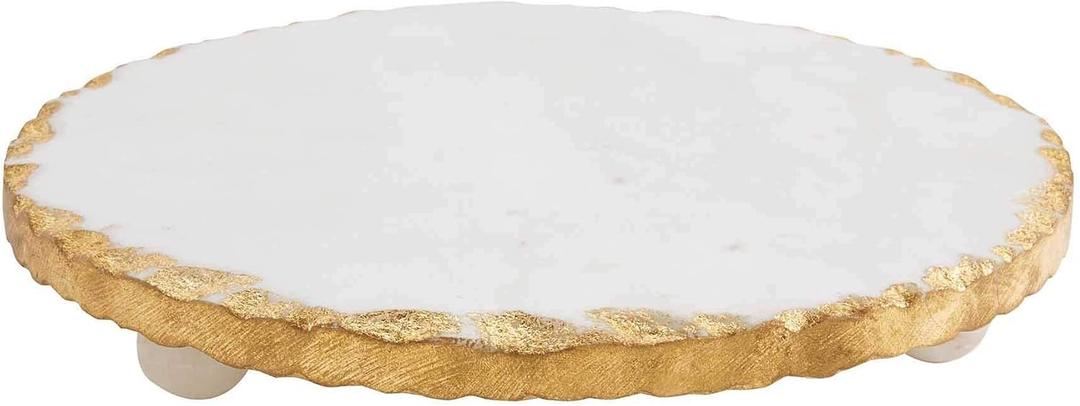 Mud Pie Marble Trivet, 1 1/4" x 8 1/2" dia, Gold