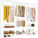 JOISCOPE Wire Garment Rack, Max Load 900 LBS Heavy Duty Clothes Rack for Hanging Clothes, Large Clothing Rack Free Standing Wardrobe Closet Organizer with 4 Rods & 5 Shelves, White (V1)