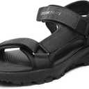 DREAM PAIRS Womens Sandals, Light Weight Hiking Sandals for Women, Comfortable Athletic Quick-Drying Walking Water Sandals with Hook and Loop Straps and Soft Insole for Beach Vacation Adventure (8, All Black)