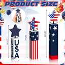 Tradder 6 Pcs 4th of July Table Decor Patriotic Wooden Red White Blue Firework Decor 250th Anniversary Independence Day Memorial Day Wood Sign Centerpieces Tiered Tray Decoration for Home Office Table
