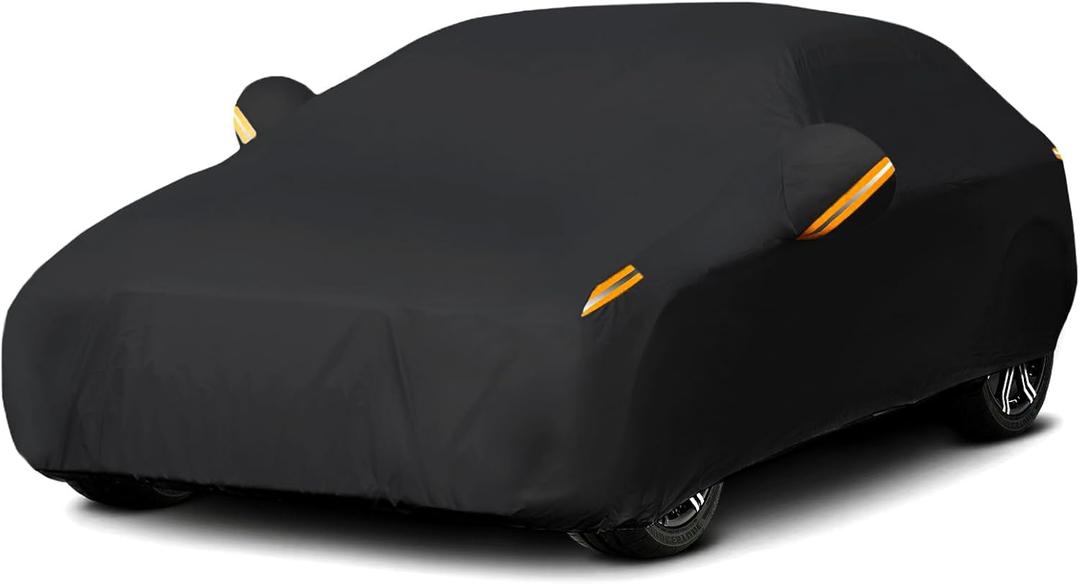 MORNYRAY Waterproof Car Cover All Weather Snowproof UV Protection Windproof Outdoor Full car Cover, Universal Fit for Sedan (Fit Sedan Length 186-193 inch, All Black)