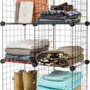 IRIS USA 6-Cube Modular Wire Cube Storage Organizer, Adjustable & Expandable Metal Shelving for Closet, Bathroom & Home Storage, Stackable Wire Grid, Black