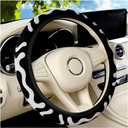 Car Steering Wheel Cover, Full Surround Elastic Stretch Cute Vehicle Steering Wheel Protector, Automotive Interior Protective Decorative Accessories, Universal for SUV RV Truck (White)