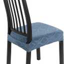 SearchI Stretch Dining Chair Seat Covers Set of 6, Soft Removable Washable Seat Covers for Dining Chairs, Dining Room Seat Cover Protector (Rear-Covered, Hexagon Blue)