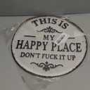 Funny Garden Metal Sign – "This Is My Happy Place Don't F It Up", Vintage Round Wall Decor for Home, Garden, Bar, Coffee Shop, 12x12in