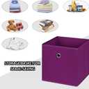 Foldable Storage Cubes Bins ,11 Inch Cloth Storage Cube Fabric Storage Box Cubes Organizer Baskets with Handles for Home Organizer Set of 3 (Purple)