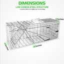 SZHLUX 32" Live Animal Cage Trap, Heavy Duty Folding Raccoon Traps, Humane Cat Trap for Stray Cats, Raccoons, Squirrel, Skunk, Mole, Groundhog, Armadillo, Rabbit, Catch and Release (SZ-HXL8130-NEW)