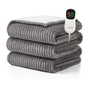 Homemate Heated Blanket Electric Throw - 50"x60" Heating Blanket Throw 1/2/4/6/8 Hours Auto-Off 10 Heat Levels Over-Heat Protection Soft Flannel Sherpa Heater ETL Certification