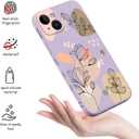 for iPhone 15 Plus Case, Side Flowers Pattern Design Slim Soft Protector Phone Cover for iPhone 15 Plus, Morandi Purple