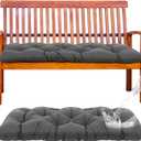 Wenqik Outdoor Bench Cushion 48 x 20 x 3 Inches Waterproof Outdoor Porch Swing Cushion Soft Thicken Chaise Lounge Pad with Ties for Indoor Garden Patio Seat(Gray,Classic)