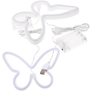 Unomor 2pcs Butterfly Neon Lights Led Wall Decor for Bedroom Wedding Birthday Parties Cute Butterfly Shaped Neon Sign for Home Decoration